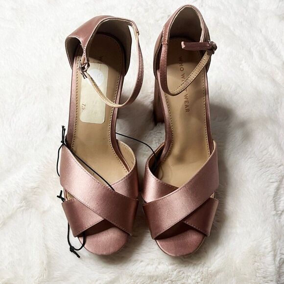 Who What Wear‎ Pink Satin Sydney Platform Heels NWT Size 7.5 - Picture 2 of 12